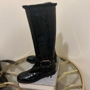 Jimmy Choo Patent leather fur riding boots excellent condition 36